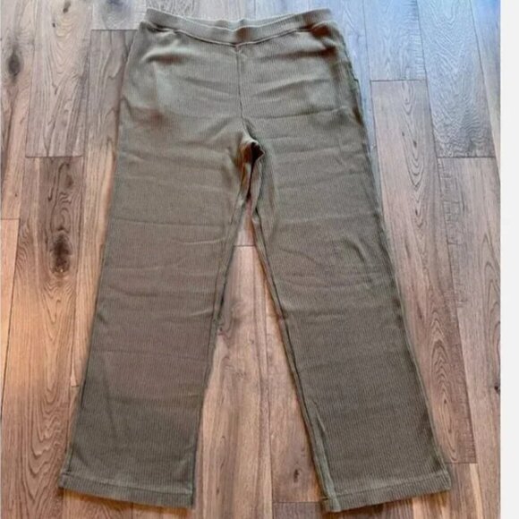 Lauren Ralph Lauren Cotton Ribbed Lounge Pants Size XL Olive Green Brown Comfy - Picture 1 of 5